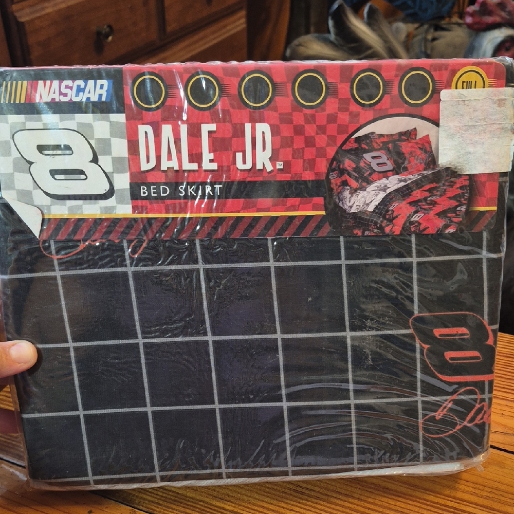 NASCAR Dale Jr. FULL Red and Black Bed Skirt